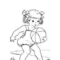Раскраска девочка с мячом