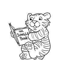 Раскраска тигр с книжкой
